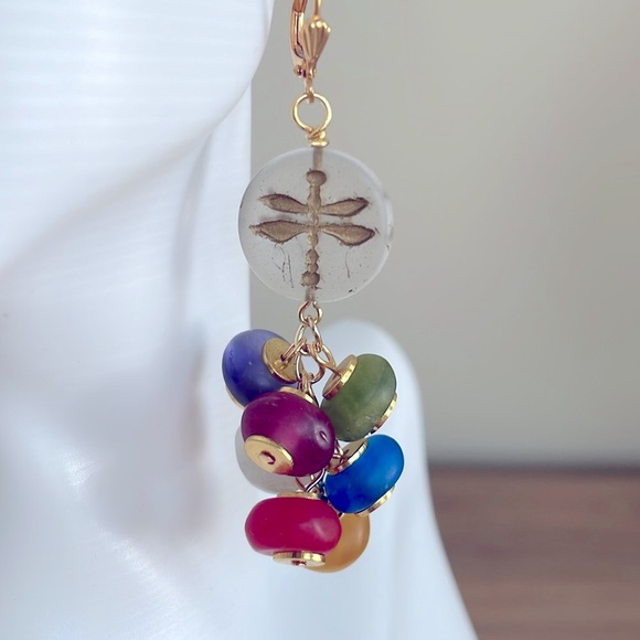 Hand Crafted Jewelry - HAND CRAFTED DRAGONFLY EARRINGS Red Mint Green Blue Yellow Purple White Indigo